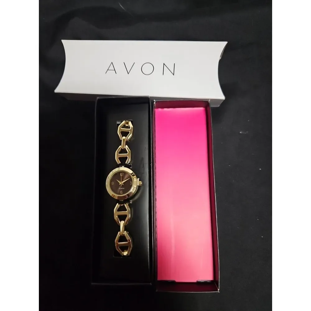 AVON LINKED WATCH‎ GOLDTONE Linked Bracelet Goldtone 7 3/4
